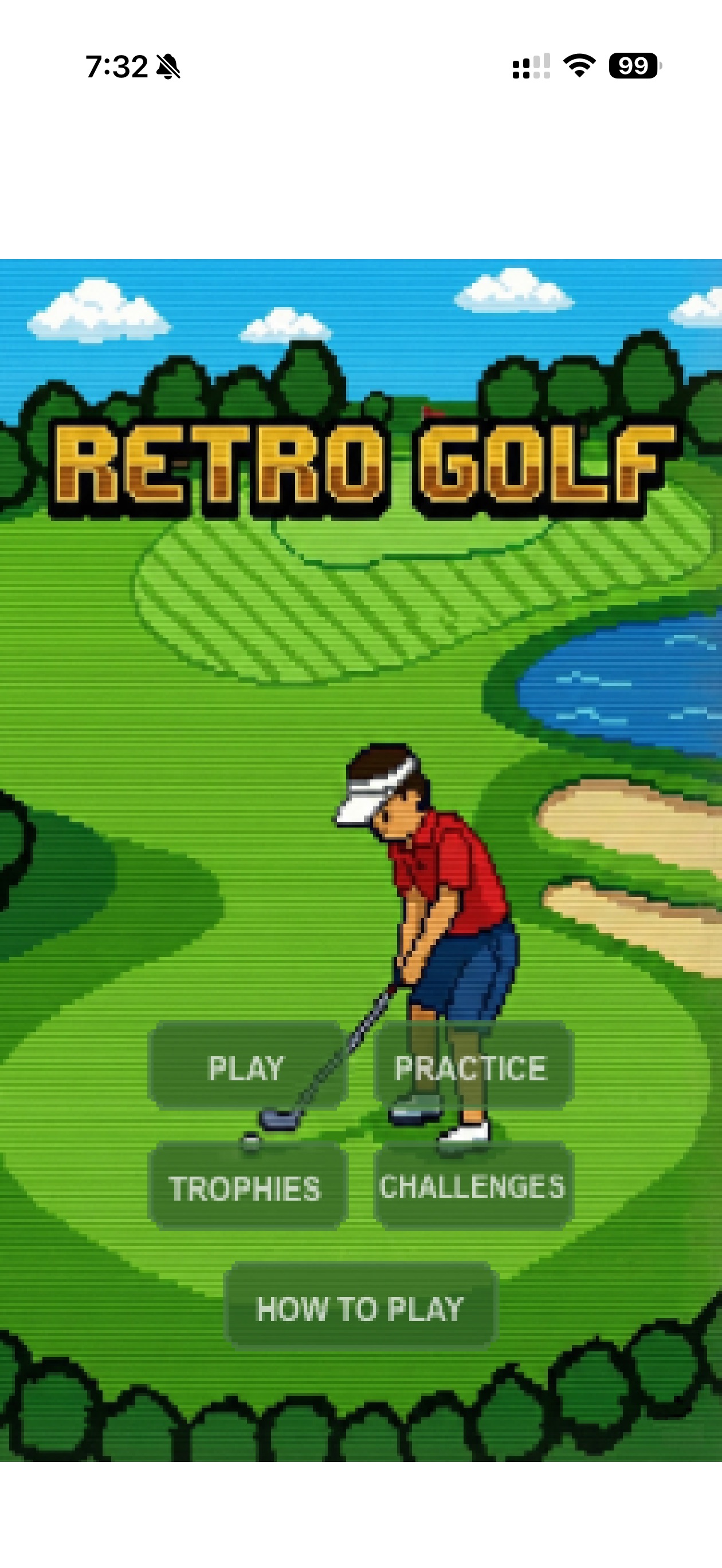 Retro Golf main menu screen