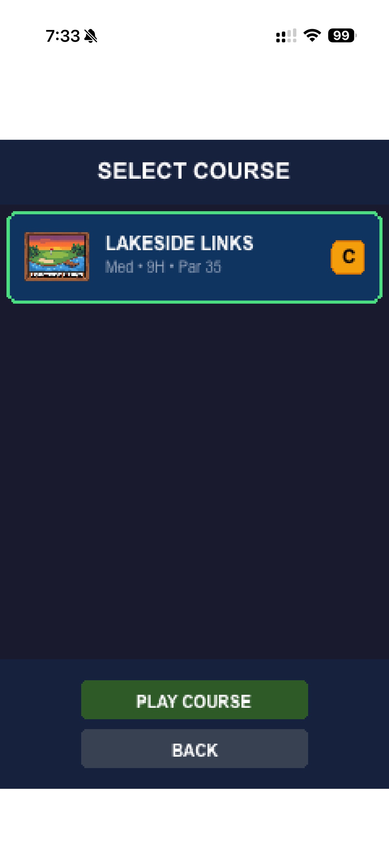 Retro Golf course selection screen